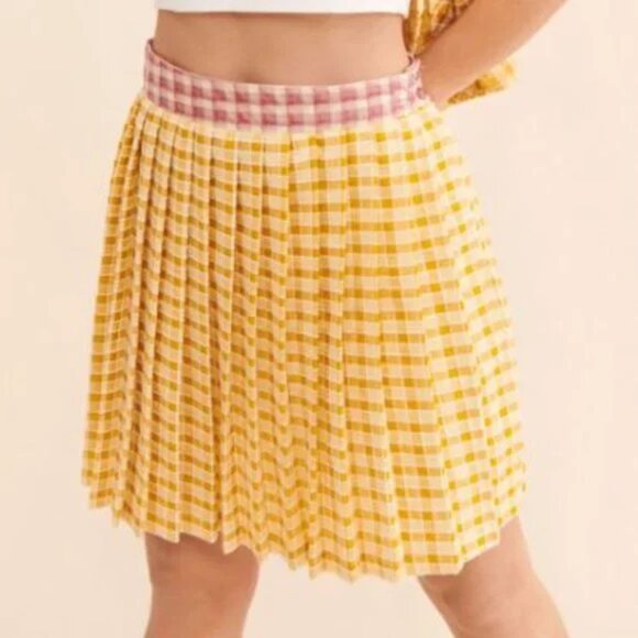 Lisa Says Gah! x Free People NEW Meg Plaid pleated Mini Skirt NWT MED - Picture 1 of 8